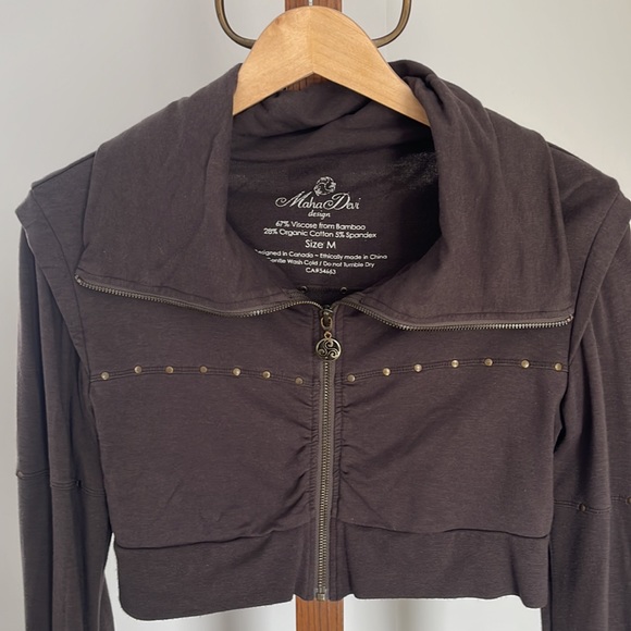 Maha Devi bamboo crop jacket - Dark brown - Size M - Picture 3 of 5